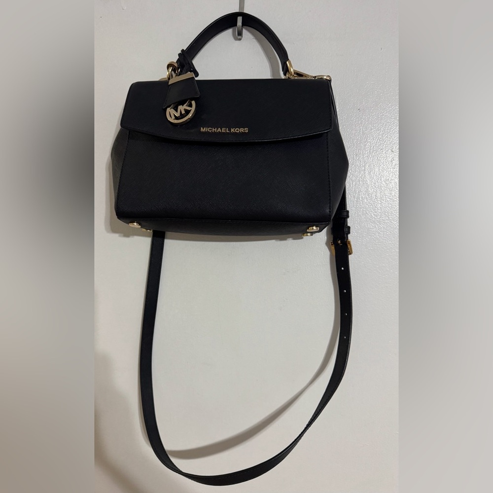 Michael Kors Black Small Ava Saffiano Leather crossbody bag